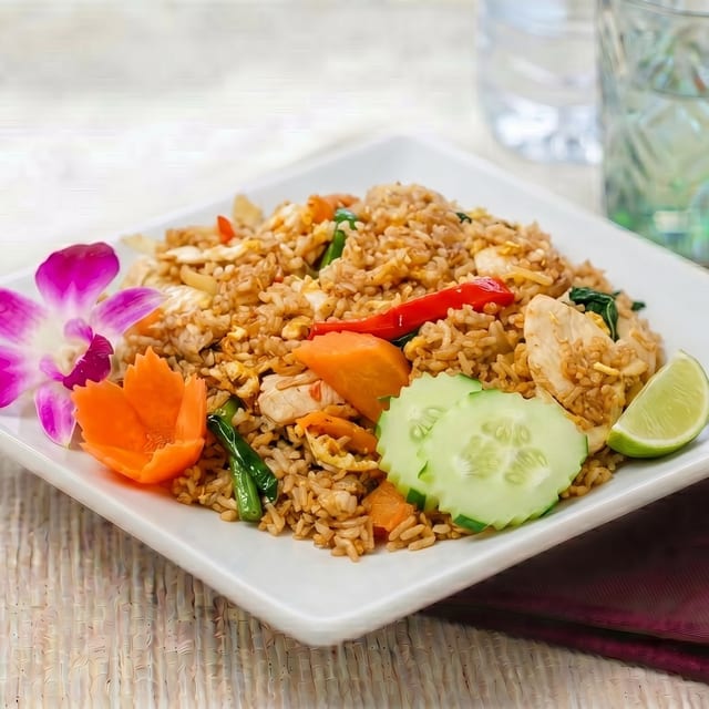 (L) Basil Fried Rice.